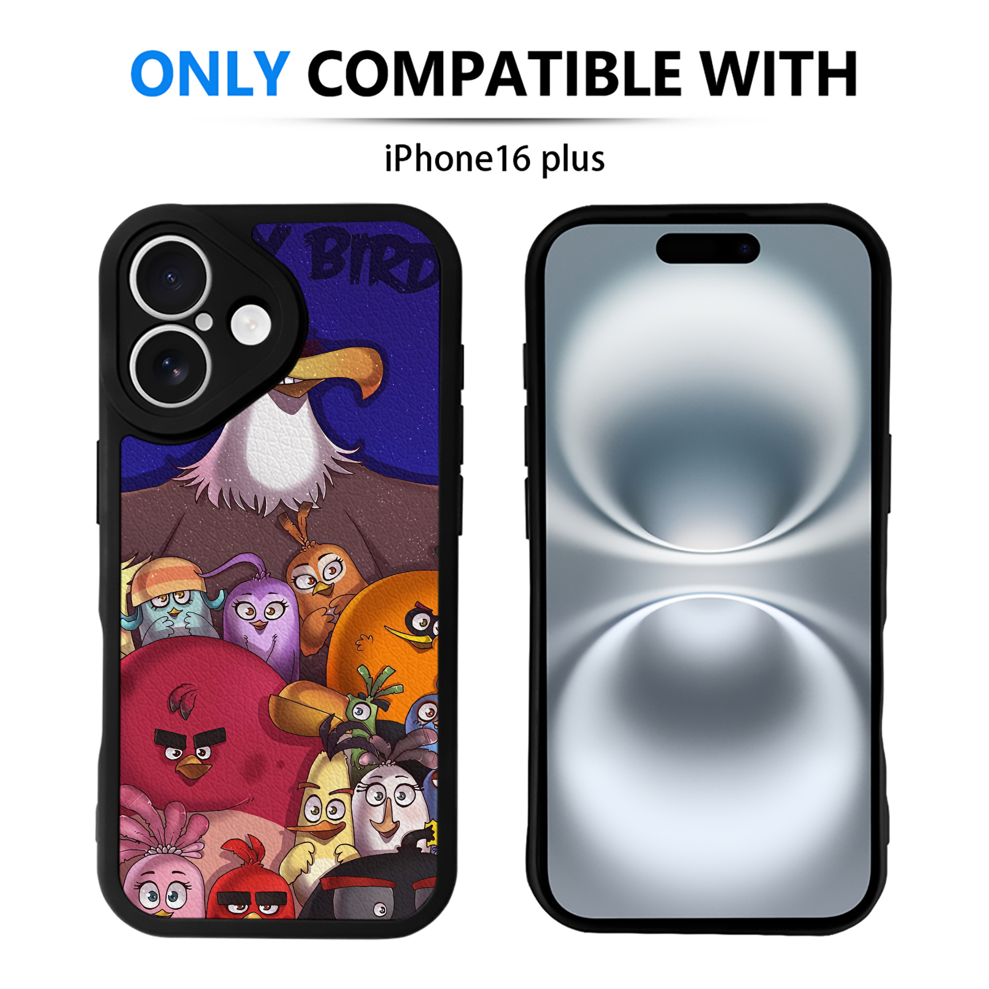 （画像用） Angry Birds アングリーバード 【iPhone 16シリーズ対応】シリコンスマホケース（レザー調） 材質：シリコン